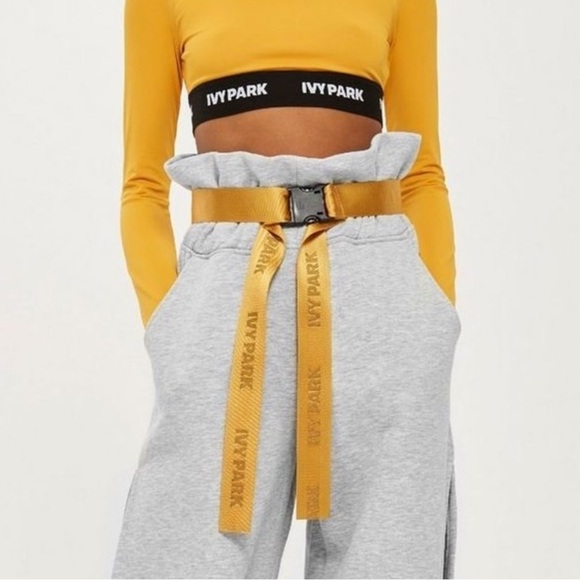 IVY PARK Beyoncé Yellow Logo Tape Buckle Belt NEW - Picture 1 of 8